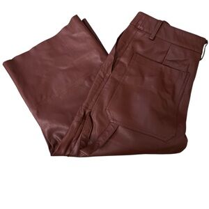 Forever21 - Women Brown Faux Leather Cargo Pants - Medium